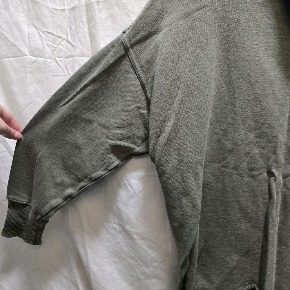 Aerie Women's Olive Green Cowlneck Turtleneck Sweatshirt Oversized Small Raw Hem - Picture 4 of 9